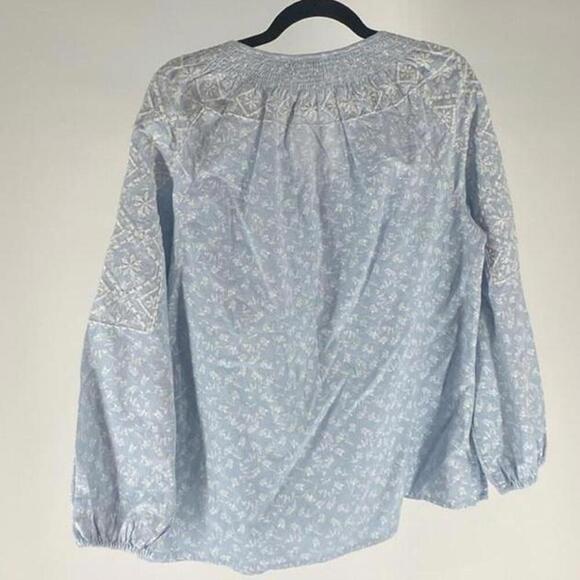 Bohemian Style Light Blue Embroidered Blouse - Picture 2 of 2